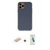 MARSİLYAN™- iPhone 11 Pro Kılıf Ahenk Serisi - Şeffaf Pasifik Cam Ekran Koruyucu + Renkli Kamera Lens Koruma Cam - SI