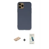 MARSİLYAN™- iPhone 11 Pro Kılıf Ahenk Serisi - Şeffaf Pasifik Cam Ekran Koruyucu + Renkli Kamera Lens Koruma Cam - TU