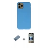 MARSİLYAN™- iPhone 11 Pro Kılıf Ahenk Serisi - Siyah 34D Hayalet Izgaralı Cam + Shine Kamera Lens Koruma Cam - MI