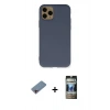 MARSİLYAN™- iPhone 11 Pro Kılıf Ahenk Serisi - Siyah 34D Hayalet Izgaralı Cam + Shine Kamera Lens Koruma Cam - PE