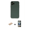 MARSİLYAN™- iPhone 11 Pro Kılıf Ahenk Serisi - Siyah 34D Hayalet Izgaralı Cam + Renkli Kamera Lens Koruma Cam - TU