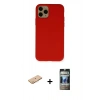 MARSİLYAN™- iPhone 11 Pro Kılıf Ahenk Serisi - Siyah 34D Hayalet Izgaralı Cam + Renkli Kamera Lens Koruma Cam - TU