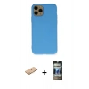 MARSİLYAN™- iPhone 11 Pro Kılıf Ahenk Serisi - Siyah 34D Hayalet Izgaralı Cam + Renkli Kamera Lens Koruma Cam - TU
