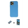 MARSİLYAN™- iPhone 11 Pro Kılıf Ahenk Serisi - Siyah 34D Izgaralı Cam + Shine Kamera Lens Koruma Cam - PE