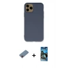 MARSİLYAN™- iPhone 11 Pro Kılıf Ahenk Serisi - Siyah 34D Izgaralı Cam + Shine Kamera Lens Koruma Cam - PE