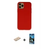 MARSİLYAN™- iPhone 11 Pro Kılıf Ahenk Serisi - Siyah 34D Izgaralı Cam + Renkli Kamera Lens Koruma Cam - SI