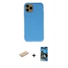 MARSİLYAN™- iPhone 11 Pro Kılıf Ahenk Serisi - Siyah 34D Izgaralı Cam + Renkli Kamera Lens Koruma Cam - SI