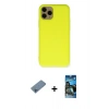 MARSİLYAN™- iPhone 11 Pro Kılıf Ahenk Serisi - Siyah 34D Izgaralı Cam + Shine Kamera Lens Koruma Cam - MI