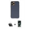 MARSİLYAN™- iPhone 11 Pro Kılıf Ahenk Serisi - Siyah 360 Mat Full Body Arka Koruyucu + Kamera Lens Koruma Cam - SF