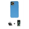 MARSİLYAN™- iPhone 11 Pro Kılıf Ahenk Serisi - Siyah 360 Mat Full Body Arka Koruyucu + Kamera Lens Koruma Cam - SF