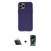 MARSİLYAN™- iPhone 11 Pro Kılıf Ahenk Serisi - Siyah 360 Mat Full Body Arka Koruyucu + Kamera Lens Koruma Cam - SF