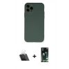 MARSİLYAN™- iPhone 11 Pro Kılıf Ahenk Serisi - Siyah 360 Mat Full Body Arka Koruyucu + Kamera Lens Koruma Cam - SF