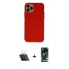 MARSİLYAN™- iPhone 11 Pro Kılıf Ahenk Serisi - Siyah 360 Mat Full Body Arka Koruyucu + Kamera Lens Koruma Cam - SF