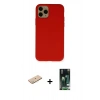 MARSİLYAN™- iPhone 11 Pro Kılıf Ahenk Serisi - Siyah 360 Mat Full Body Arka Koruyucu + Renkli Kamera Lens Koruma Cam - PE