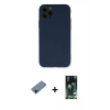 MARSİLYAN™- iPhone 11 Pro Kılıf Ahenk Serisi - Siyah 360 Mat Full Body Arka Koruyucu + Siyah Shine Kamera Lens Koruma Cam
