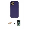 MARSİLYAN™- iPhone 11 Pro Kılıf Ahenk Serisi - Siyah 360 Mat Full Body Arka Koruyucu + Renkli Kamera Lens Koruma Cam - TU