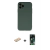 MARSİLYAN™- iPhone 11 Pro Kılıf Ahenk Serisi - Siyah 360 Mat Full Body Arka Koruyucu + Renkli Kamera Lens Koruma Cam - YL