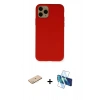 MARSİLYAN™- iPhone 11 Pro Kılıf Ahenk Serisi - Siyah 3D Antistatik Cam Ekran Koruyucu + Renkli Kamera Lens Koruma Cam - PE
