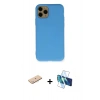 MARSİLYAN™- iPhone 11 Pro Kılıf Ahenk Serisi - Siyah 3D Antistatik Cam Ekran Koruyucu + Renkli Kamera Lens Koruma Cam - MI