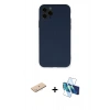MARSİLYAN™- iPhone 11 Pro Kılıf Ahenk Serisi - Siyah 3D Antistatik Cam Ekran Koruyucu + Renkli Kamera Lens Koruma Cam - MI