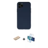 MARSİLYAN™- iPhone 11 Pro Kılıf Ahenk Serisi - Siyah 3D Antistatik Cam Ekran Koruyucu + Renkli Kamera Lens Koruma Cam - PE
