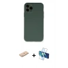 MARSİLYAN™- iPhone 11 Pro Kılıf Ahenk Serisi - Siyah 3D Antistatik Cam Ekran Koruyucu + Renkli Kamera Lens Koruma Cam - MI