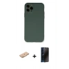 MARSİLYAN™- iPhone 11 Pro Kılıf Ahenk Serisi - Siyah 3D Antistatik Hayalet Cam Ekran Koruyucu + Renkli Kamera Lens Koruma Cam - TU