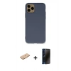 MARSİLYAN™- iPhone 11 Pro Kılıf Ahenk Serisi - Siyah 3D Antistatik Hayalet Cam Ekran Koruyucu + Renkli Kamera Lens Koruma Cam - TU