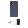 MARSİLYAN™- iPhone 11 Pro Kılıf Ahenk Serisi - Siyah 3D Antistatik Hayalet Cam Ekran Koruyucu + Renkli Kamera Lens Koruma Cam - SI