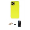 MARSİLYAN™- iPhone 11 Pro Kılıf Ahenk Serisi - Siyah 3D Antistatik Hayalet Cam Ekran Koruyucu + Renkli Kamera Lens Koruma Cam - SI