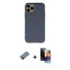 MARSİLYAN™- iPhone 11 Pro Kılıf Ahenk Serisi - Siyah 3D Antistatik Mat Seramik Nano Ekran Koruyucu + Metal Kamera Lens Koruma Cam - KI
