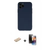 MARSİLYAN™- iPhone 11 Pro Kılıf Ahenk Serisi - Siyah 3D Antistatik Mat Seramik Nano Ekran Koruyucu + Renkli Kamera Lens Koruma Cam - PE