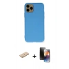 MARSİLYAN™- iPhone 11 Pro Kılıf Ahenk Serisi - Siyah 3D Antistatik Mat Seramik Nano Ekran Koruyucu + Renkli Kamera Lens Koruma Cam - PE