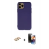 MARSİLYAN™- iPhone 11 Pro Kılıf Ahenk Serisi - Siyah 3D Antistatik Mat Seramik Nano Ekran Koruyucu + Renkli Kamera Lens Koruma Cam - PE