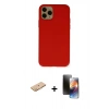 MARSİLYAN™- iPhone 11 Pro Kılıf Ahenk Serisi - Siyah 3D Antistatik Mat Seramik Nano Ekran Koruyucu + Renkli Kamera Lens Koruma Cam - TU