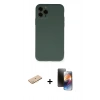 MARSİLYAN™- iPhone 11 Pro Kılıf Ahenk Serisi - Siyah 3D Antistatik Mat Seramik Nano Ekran Koruyucu + Renkli Kamera Lens Koruma Cam - PE