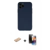 MARSİLYAN™- iPhone 11 Pro Kılıf Ahenk Serisi - Siyah 3D Antistatik Mat Seramik Nano Ekran Koruyucu + Renkli Kamera Lens Koruma Cam - TU