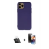 MARSİLYAN™- iPhone 11 Pro Kılıf Ahenk Serisi - Siyah 3D Antistatik Mat Seramik Nano Ekran Koruyucu + Kamera Lens Koruma Cam - SF