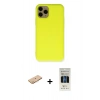 MARSİLYAN™- iPhone 11 Pro Kılıf Ahenk Serisi - Siyah 5D Hayalet Cam Ekran Koruyucu + Renkli Kamera Lens Koruma Cam - TU