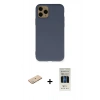MARSİLYAN™- iPhone 11 Pro Kılıf Ahenk Serisi - Siyah 5D Hayalet Cam Ekran Koruyucu + Renkli Kamera Lens Koruma Cam - YL