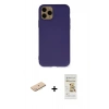 MARSİLYAN™- iPhone 11 Pro Kılıf Ahenk Serisi - Siyah Mat Seramik Nano Ekran Koruyucu + Mavi Renkli Kamera Lens Koruma Cam
