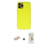 MARSİLYAN™- iPhone 11 Pro Kılıf Ahenk Serisi - Siyah Mat Seramik Nano Ekran Koruyucu + Mavi Renkli Kamera Lens Koruma Cam