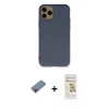 MARSİLYAN™- iPhone 11 Pro Kılıf Ahenk Serisi - Siyah Mat Seramik Nano Ekran Koruyucu + Pembe Shine Kamera Lens Koruma Cam