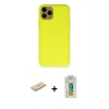 MARSİLYAN™- iPhone 11 Pro Kılıf Ahenk Serisi - Siyah Polymer Nano Ekran Koruyucu + Renkli Kamera Lens Koruma Cam - MI
