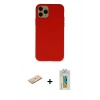 MARSİLYAN™- iPhone 11 Pro Kılıf Ahenk Serisi - Siyah Polymer Nano Ekran Koruyucu + Yeşil Renkli Kamera Lens Koruma Cam