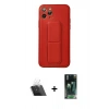 MARSİLYAN™- iPhone 11 Pro Kılıf Akış Doku - Şeffaf 360 Full Body Arka Koruyucu + Kamera Lens Koruma Cam - SF