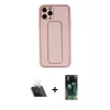 MARSİLYAN™- iPhone 11 Pro Kılıf Akış Doku - Şeffaf 360 Full Body Arka Koruyucu + Kamera Lens Koruma Cam - SF