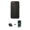 MARSİLYAN™- iPhone 11 Pro Kılıf Akış Doku - Şeffaf 360 Full Body Arka Koruyucu + Kamera Lens Koruma Cam - SF