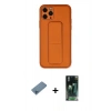 MARSİLYAN™- iPhone 11 Pro Kılıf Akış Doku - Şeffaf 360 Full Body Arka Koruyucu + Shine Kamera Lens Koruma Cam - MI