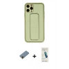 MARSİLYAN™- iPhone 11 Pro Kılıf Akış Doku - Şeffaf Pasifik Cam Ekran Koruyucu + Shine Kamera Lens Koruma Cam - GD